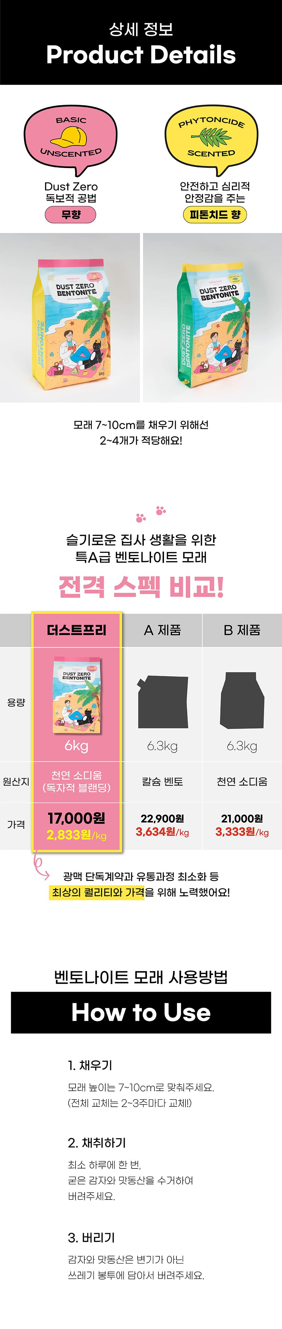 냥쌤 더스트제로 벤토나이트 모래 6kg (무향/피톤치드향)-상품이미지-25